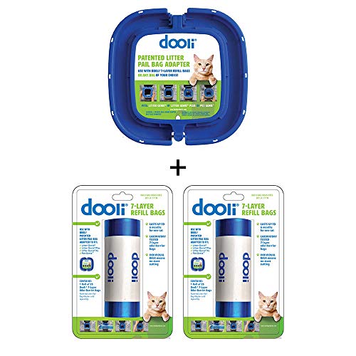 Dooli Litter Genie Compatible Bag Adapter and 50 Bag Refills (Equals 8+ Name Brand Refills)