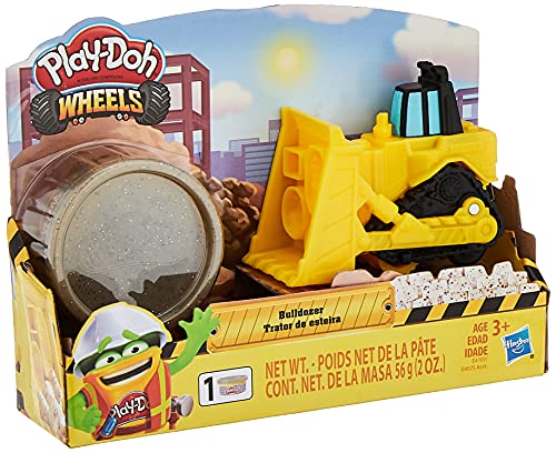 Book Cover Play-Doh Wheels Mini Bulldozer Toy with 1 Can of Non-Toxic Stone Colored Buildin' Compound