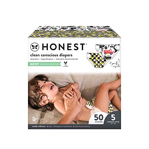 Book Cover HONEST Company, Club Box, Clean Conscious Diapers, Big Trucks + So Bananas, Size 5, 50 Count (Packaging + Print May Vary)