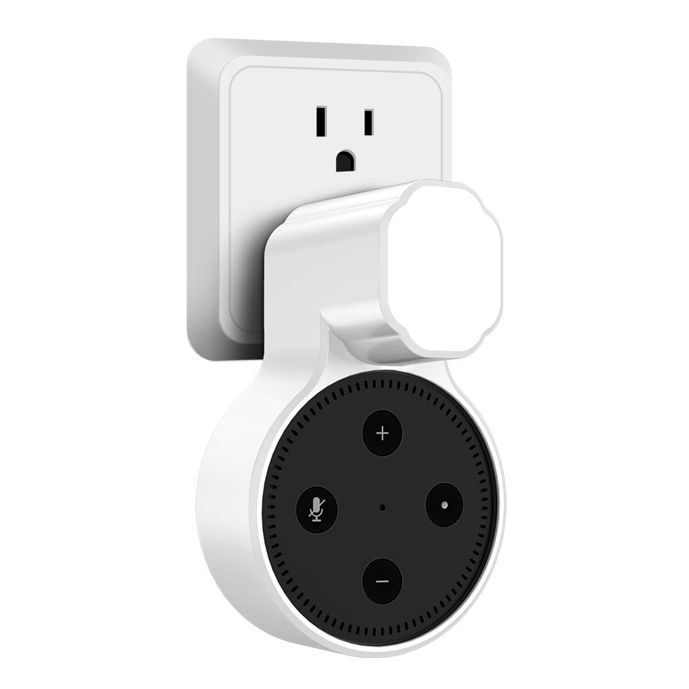 Book Cover Miracase Outlet Wall Mount Hanger Stand for Alexa Dot 2nd Generation,Space-Saving Solution for Your Smart Home Speakers Without Messy Wires or Screws, Charging Cable Included (White)