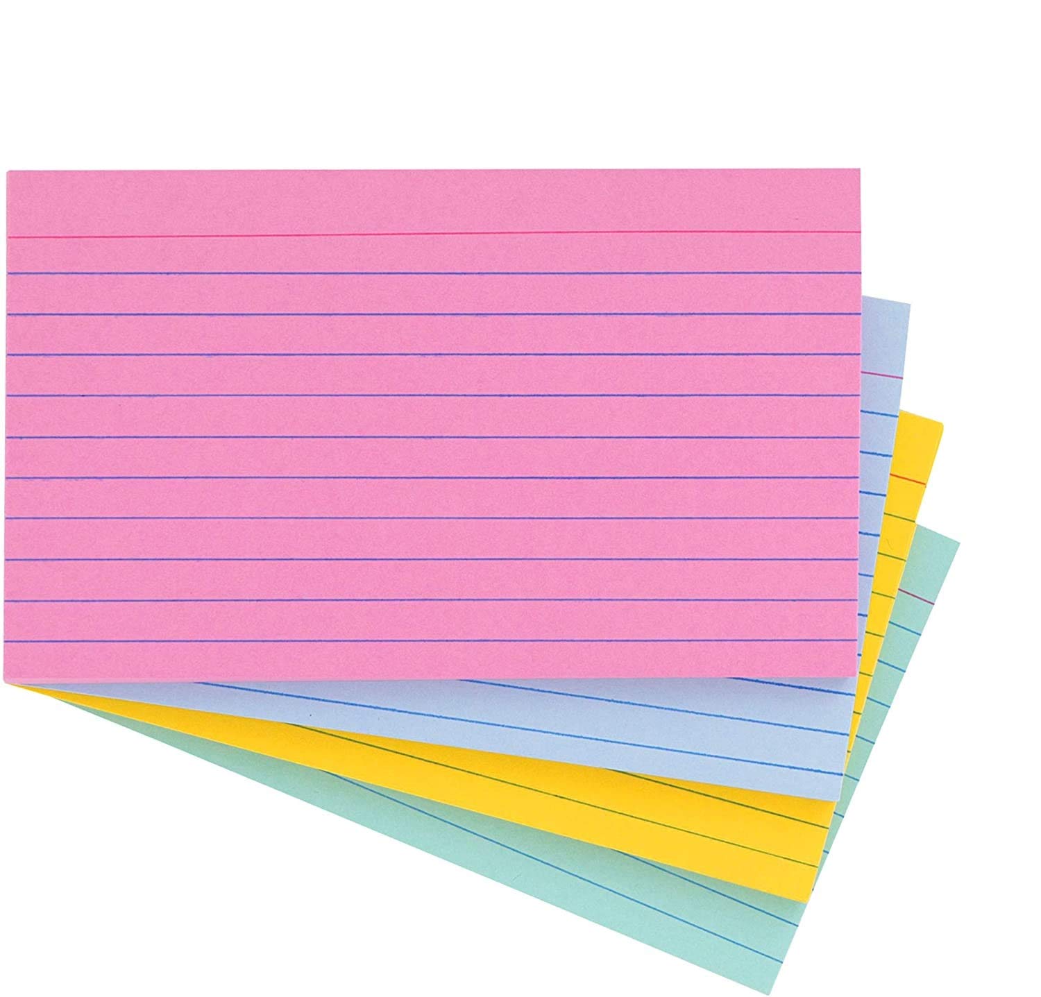 Book Cover Emraw Ruled Colored Index Card Plain Back 3”x5” – For School, Home & Office (Pack of 200 Count)