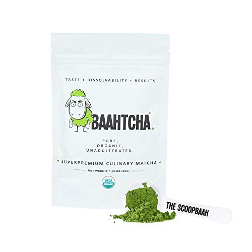 Book Cover Baahtcha - USDA Organic Matcha Green Tea Powder - Premium Culinary Grade Natural Caffeine Energy Booster, Antioxidant, Weight Loss - Gluten Free, Vegan - Starter Size - 30g