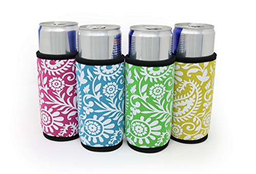 Supercoolies - Easy-on Paisley Slim Can Sleeves - Fits skinny 12 oz Energy Drink & Beer Slim Cans