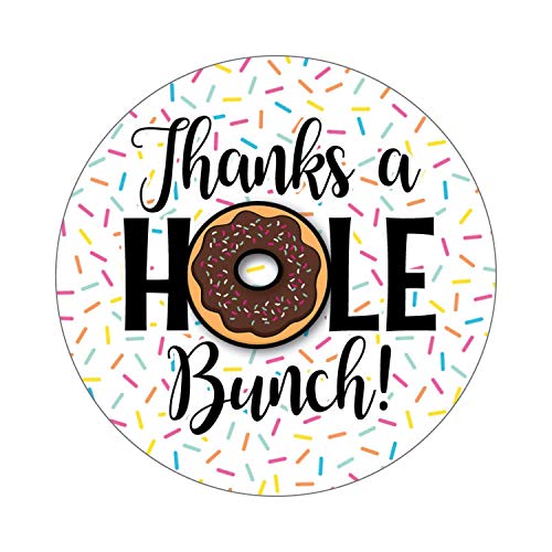36 2.5-inch Donut Stickers - Thank You Labels - Thanks a Hole Bunch