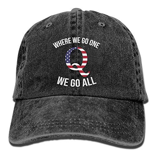 Book Cover Q Anon Where We Go One We Go All Vintage Washed Dyed Dad Hat Adjustable Baseball Hat ... Black