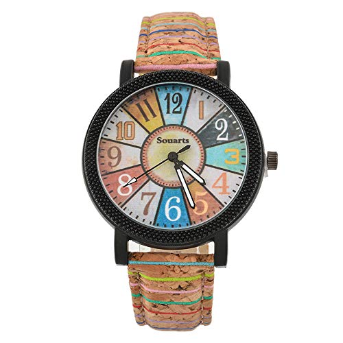 Funique Colorful Fan Shape Quartz Watch Sports Casual Watch with PU Leather Strap (Brown)