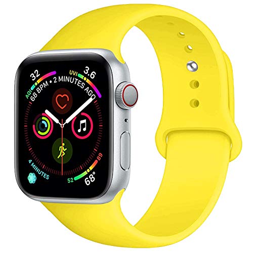 Book Cover BOTOMALL Compatible With Iwatch Band 38mm 40mm 42mm 44mm Classic Silicone Sport Replacement Strap Bracelet for Iwatch all Models Series 4 Series 3 Series 2 Series 1 (pollen yellow,38/40mm S/M)