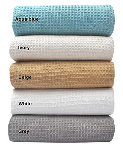 Book Cover Tex Trend 100% Cotton Blankets Queen Size, Beige Color - Soft Premium Right Weight Breathable Cotton Thermal Blankets Waffle Weave Design - Provides Comfort and Warmth for Years