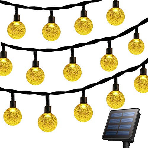 Rockjame Solar Globe String Lights 23FT 50 LED Crystal Bubble Ball Fairy Lights UL CE ROHS FCC Waterproof with 8 Modes for Outdoor Indoor Garden Patio Backyard Weddings Xmas Holiday Party Decor, Warm