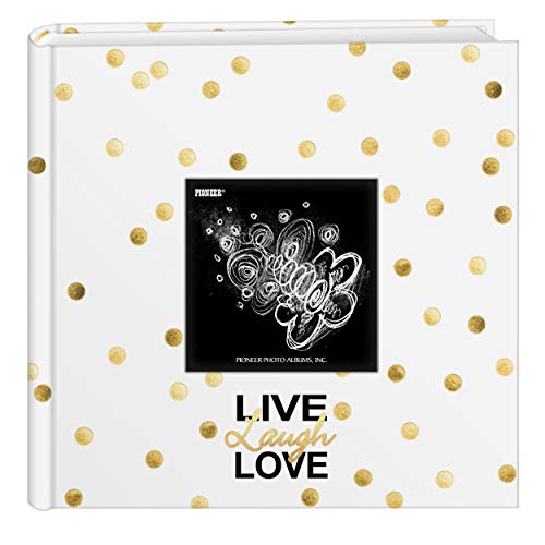 Book Cover Pioneer Photo Albums EV-246/L Golden Dots Live Laugh Love 200 pkt 4x6 Photo Album, Pocket, Gold