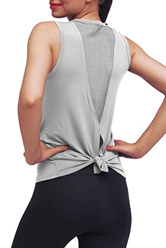 Book Cover Women's Cute Yoga Workout Mesh Shirts Activewear Sexy Open Back Sports Tank Tops