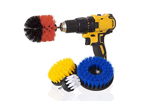 Book Cover Power Scrub 4 Piece Drill Brush Variety Pack â€“All Purpose Cleaning Brush Drill Attachments - Time Saving Cleaning Kit - Cleans Floors, Brick, Pool Tile, Grout, Sinks, Marble, Auto, Kitchen, Bathroom