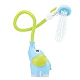 Yookidoo Baby Bath Shower Head - Elephant Bath Toy and Trunk Spout Rinser - for Newborn Babies in Tub Or Sink (Blue)