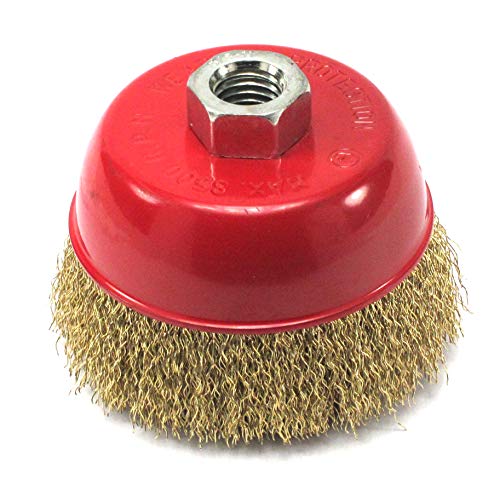 Elitexion 4 inches x 5/8 inch Thread Cup Wire Wheel Brush, Fine Crimped Wire Cup Wheel