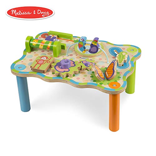 Book Cover Melissa & Doug First Play Jungle Wooden Activity Table (Baby & Toddler Toy, Sturdy Wooden Construction, Helps Develop Fine Motor Skills, 11