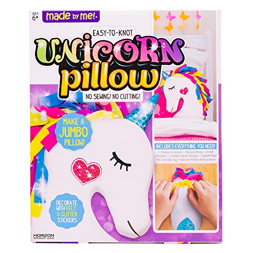 Book Cover Made By Me Polyester Make Pillow by Horizon Group USA, Unicorn Shaped DIY Decorative Pillow. Fiberfill, Glitter Stickers & Rainbow Fleece Strips Included. No Sewing Needed-1 Ct (Pack of 1), Multicolor