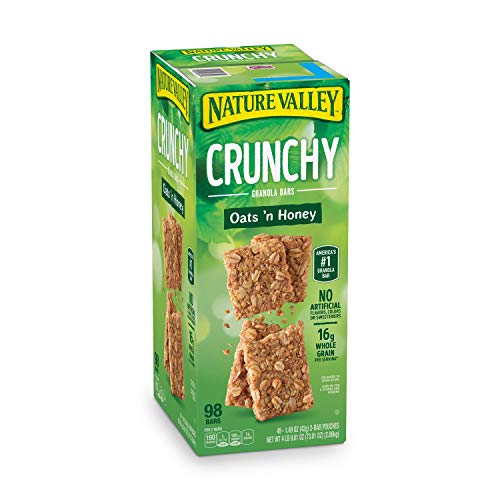 Book Cover Nature Valley Crunchy Granola Bars Oats 'N Honey - 98 Bars Of 2 bar Pouches of 49ct-1.49oz