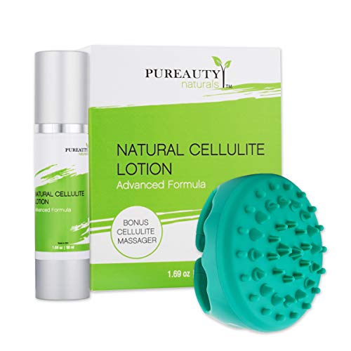 Cellulite Cream with Cellulite Massager Natural Essential Oils, Vitamin E - Anti Cellulite Body Lotion - Helps in Firming, Toning, Tightening, Moisturizing Skin By Pureauty Naturals