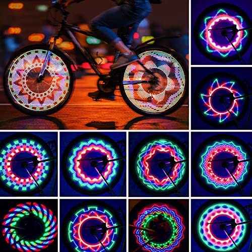 TGJOR Bike Wheel Lights, LED Waterproof Bicycle Spoke Tire Light with 32-LED and 32pcs Changes Patterns Bicycle Rim Lights for Mountain Bike Road Bikes BMX Bike Hybrid Bike Folding Bike (one Light)