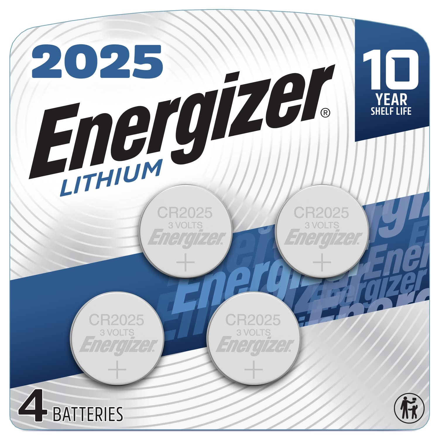 Energizer 2025 Batteries (4 Pack), 3V Lithium Coin Batteries 4 Count (Pack of 1)