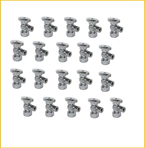 1/2-in Nominal Comp x 3/8-in OD Outlet Chrome Plated Brass 1/4-Turn Angle Stop Shutoff Ball Valve (20-Pack)