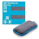 E-Cloth Washing Up Pad, Premium Microfiber Non-Scratch Kitchen Dish Scrubber Sponge, Ideal for Dish, Sink and Countertop Cleaning, 100 Wash Guarantee, Blue, 1 Pack