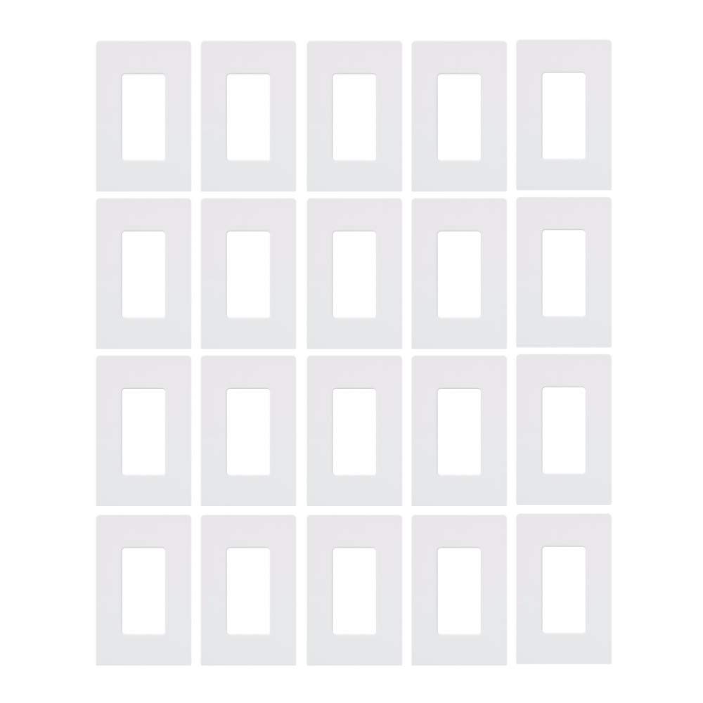 Lutron CW-1-WH 1-Gang Claro Screw-Less Wall Plate, White (20 Pack)