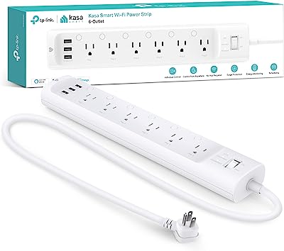 Book Cover Kasa Smart Plug Power Strip HS300, Surge Protector with 6 Individually Controlled Smart Outlets and 3 USB Ports, Works with Alexa & Google Home, No Hub Required