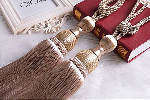 SWTOOL Selling Wonderful Curtain Holdbacks Curtains Tiebacks Home Decorative Braided Buckle Fastener Accessories Window Drapery Ball Tassels Tiebacks, Set of 2(Gold)