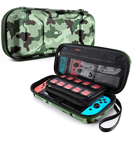 Book Cover Mumba Carrying Case for Nintendo Switch, Deluxe Protective Travel Carry Case Pouch for Nintendo Switch Console & Accessories [Dual Protection] [Large Capacity] (Camouflage)