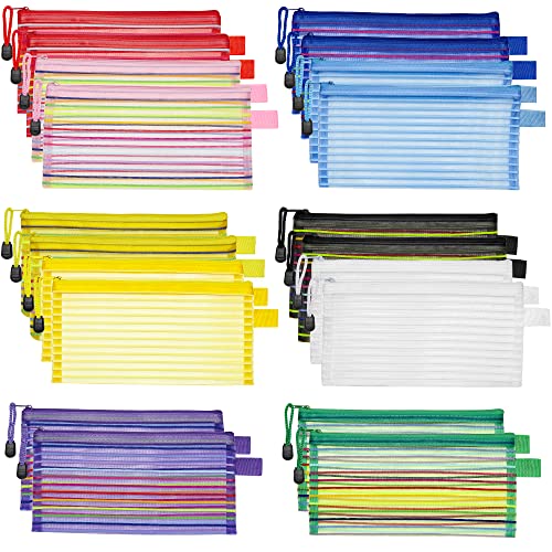 Book Cover JARLINK 20 Pack 10 Colors Zipper Mesh Pouch, Zipper Bag Multipurpose Travel Bags for Office Supplies Cosmetics Travel Accessories Multicolor