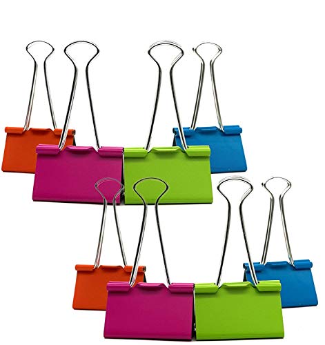 Emraw Large Versatile Binder Clip Assorted Color 2" (51mm) – for Office, School & Home (8-Pack)