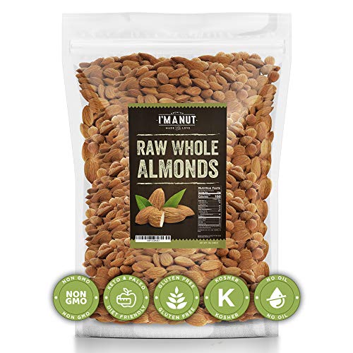 Book Cover I'm A Nut Raw Natural Almonds, , (2.75 Lbs) No Ppo, Shelled, Unsalted, , Great for Cooking, Backing, Blanching, Snacking, and Works Best for Making Butter, Milk, and Flour, 44 Oz