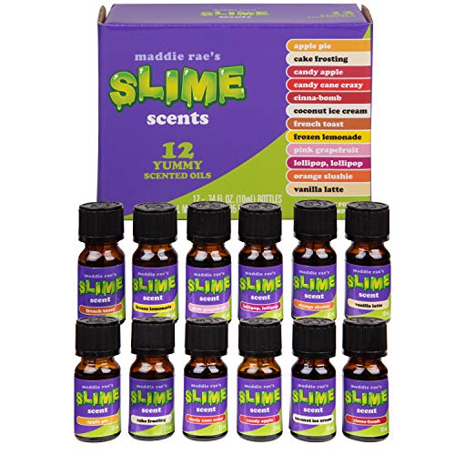 Book Cover Maddie Rae's Slime Yummy Scented Oils (12 Pack) - X Large 10ml (.34 oz) Includes Natural Food Fragrance Scent Oil Bottles for Slime Supplies Kit & Crafts