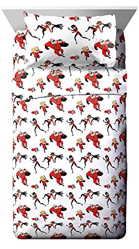 Book Cover Jay Franco Disney/Pixar Incredibles Super Family Twin Sheet Set - Super Soft and Cozy Kidâ€™s Bedding - Fade Resistant Polyester Microfiber Sheets (Official Disney/Pixar Product)