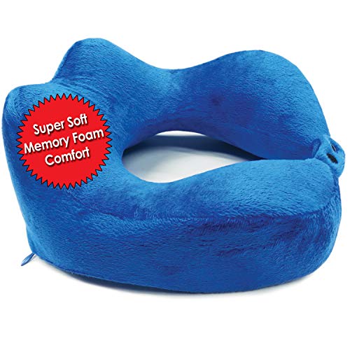 My Perfect Nights Travel Pillow 100% Pure Memory Foam Neck Pillow, Comfortable & Breathable Cover, Machine Washable, Great for Airplane Travel