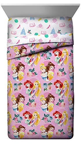 Book Cover Jay Franco Disney Princess Sassy Full Comforter - Super Soft Kids Reversible Bedding Features Cinderella & Rapunzel - Fade Resistant Polyester Microfiber Fill (Official Disney Product)