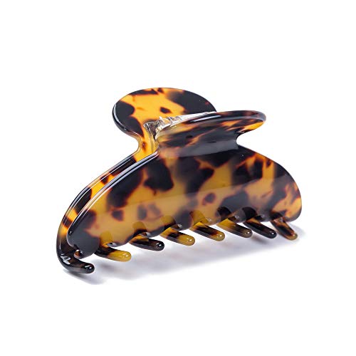 Prettyou Large Size 3.5 Inches Handmade Celluloid French Design Barrettes Tortoise Shell Claw Fashion Accessories Hair Clip for Women (A)