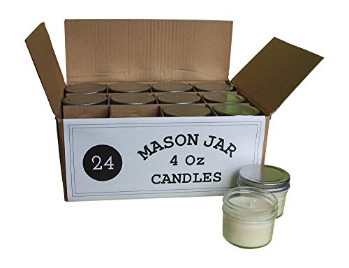 Set of 24 Bulk Wholesale Mini Mason Jar Candles - 4 Ounce - Perfect for Weddings, Restaurants, Gifts, Baby Showers