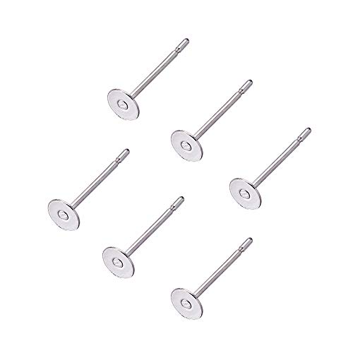 Book Cover Craftdady 500Pcs Hypoallergenic Stainless Steel Flat Round Blank Peg Earrings Posts Flat Pad Ear Stud Components Earring Making Findings 12x4mm