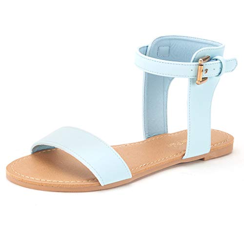 DREAM PAIRS Women's Alexa Ankle Strap Buckle Flat Sandals