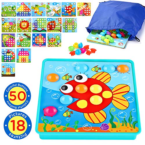 Book Cover INSOON Button Art Toddler Toys Preschool Learning Color Matching Mosaic Games for 3 4 5 Years Old Boys and Girls Baby Development Peg Toy for Kids