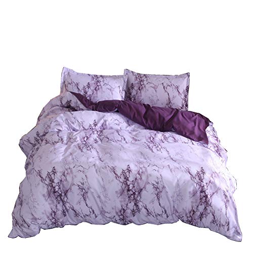 Book Cover A Nice Night Lightweight Microfiber Quilt Cover Bedding Duvet Cover Set No Comforter,Purple Marble - Full Size