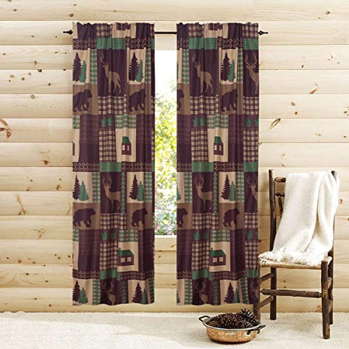 Privacy 84 in. Rustic Cabin Window Curtains Panel Pair Drapes Lodge Deer and Bear