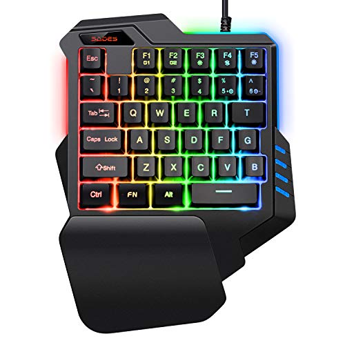 Gaming Keyboard,Gaming keypad,SADES One-Hand Gaming Keyboard，Small Gaming Keyboard Feel Wide Hand Rest with 35 Keys,RGB Gaming Keyboard Colorful Backlight, for Game LOL/PUBG/Fortnite/Wow/Dota/OW