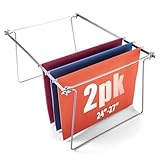 Officemate Hanging File Frame, Letter Size (Fits 24″–27″), Adjustable Heavy-Duty Steel File Drawer Organizer for Desks, Cabinets & Shelves, Set of 2 (91999)