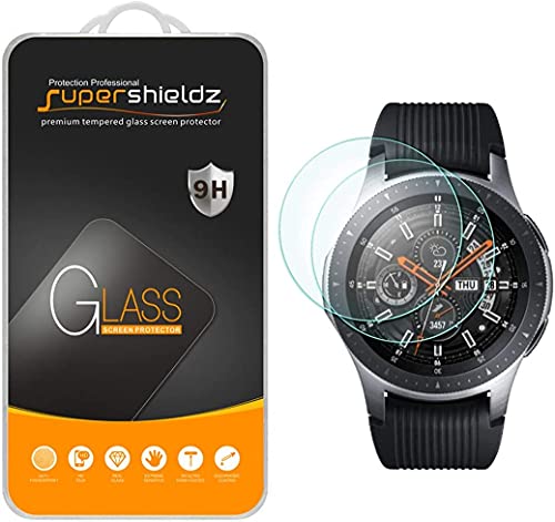 [2-Pack] Supershieldz for Samsung Galaxy Watch (46mm) Tempered Glass Screen Protector, (Full Screen Coverage) Anti-Scratch, Anti-Fingerprint, Bubble Free -Lifetime Replacement Warranty