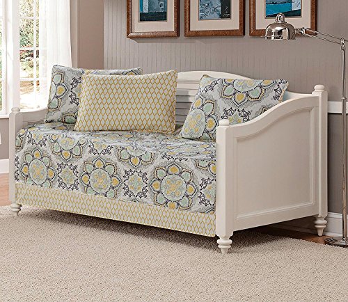 Book Cover Linen Plus 5pc Daybed Cover Set Quilted Bedspread New (Floral Yellow)