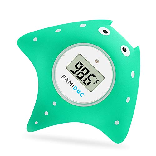 Book Cover Baby Bath Thermometer with Room Thermometer - Famidoc FDTH-V0-22 New Upgraded Sensor Technology for Baby Health Bath Tub Thermometer Floating Toy Thermometer (Blue)