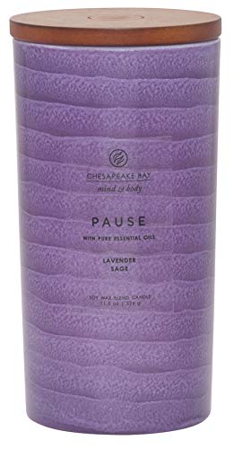 Chesapeake Bay Candle Mind & Body Serenity Scented Candle, Pause with Pure Essential Oils (Lavender and Sage), Large